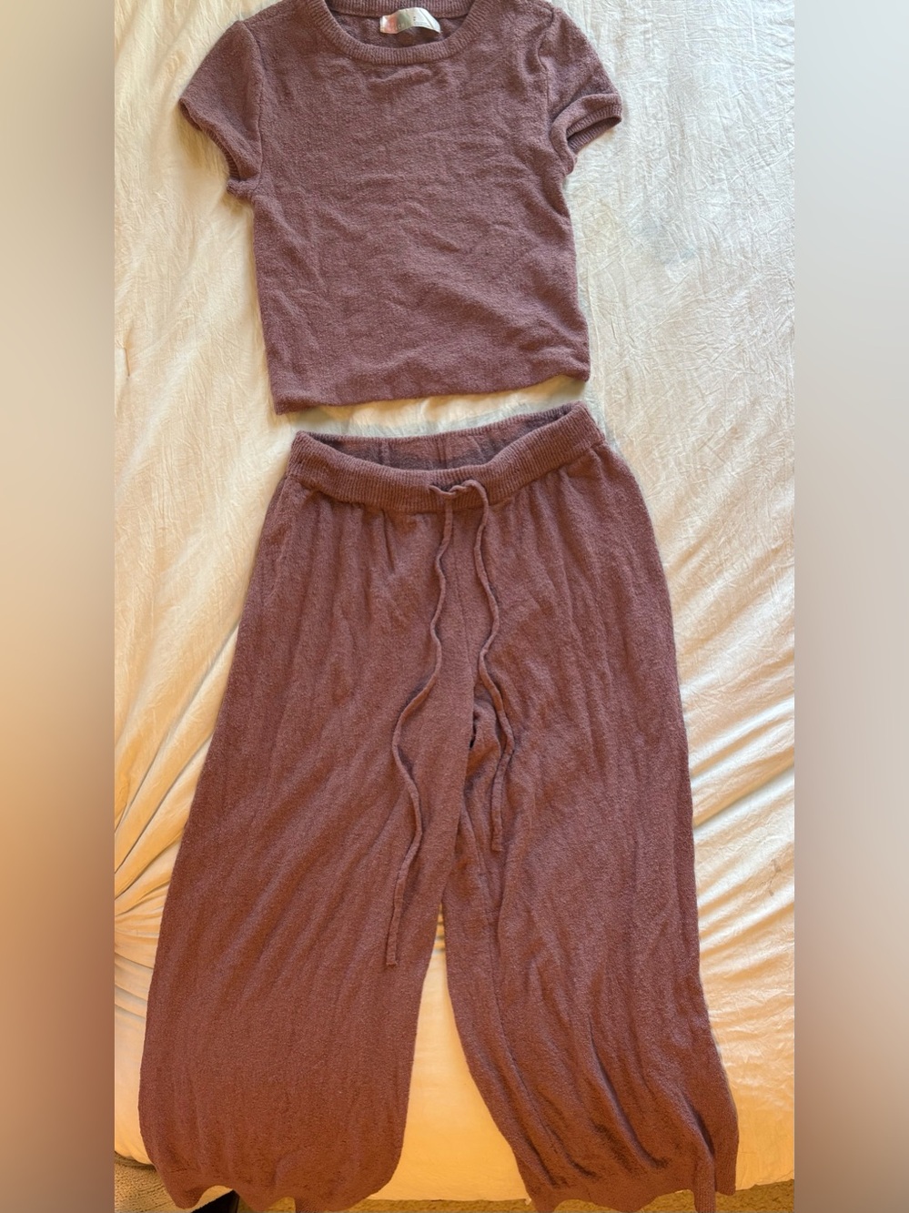 Free People Dusty Rose Two-Piece Knit Lounge Set